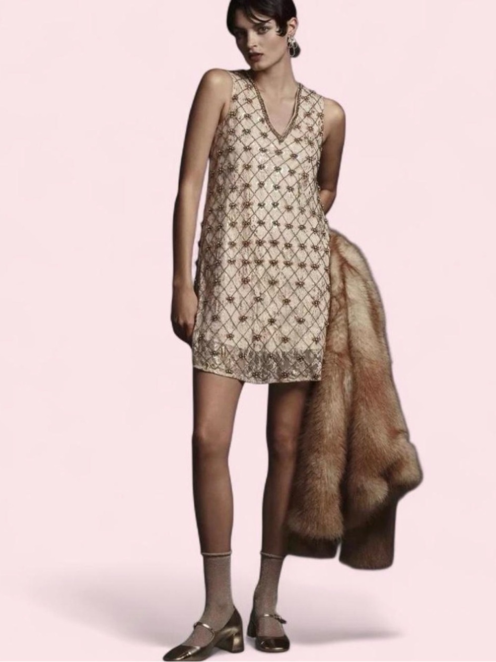 NWT Anthropologie Crystal Embellished Evening Shift Glam Sparkly Minidress Sz XS